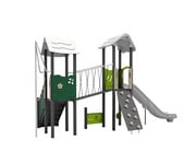 Spielgerät mit Brücke und Rutsche 6