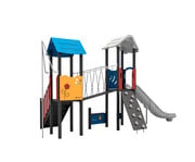 Spielgerät mit Brücke und Rutsche 5