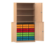 Flexeo® Schrank 24 kleine Boxen 3 Fächer 4 Halbtüren 1