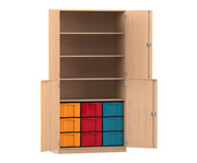 Flexeo® Schrank 9 große Boxen 4 Fächer 4 Halbtüren 1