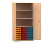 Flexeo® Schrank 18 kleine Boxen 3 Fächer 2 Türen 1