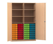 Flexeo® Schrank 32 kleine Boxen 6 Fächer Mittelwand 2 Türen 1