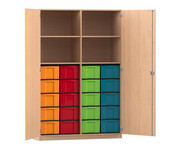 Flexeo® Schrank 20 große Boxen 4 Fächer Mittelwand 2 Türen 1