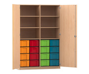 Flexeo® Schrank 16 große Boxen 6 Fächer Mittelwand 2 Türen 1