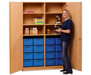 Flexeo® Schrank 16 große Boxen 6 Fächer Mittelwand 2 Türen 2