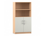 Flexeo® Kombi Schrank unten Drehtüren oben 2 Fächer = 4 Ordnerhöhen 2