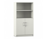 Flexeo® Kombi Schrank unten Drehtüren oben 2 Fächer = 4 Ordnerhöhen 2