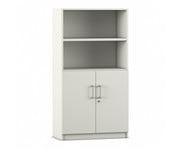 Flexeo® Kombi Schrank unten Drehtüren oben 2 Fächer = 4 Ordnerhöhen 2