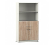 Flexeo® Kombi Schrank unten Drehtüren oben 2 Fächer = 4 Ordnerhöhen 2
