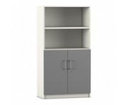 Flexeo® Kombi Schrank unten Drehtüren oben 2 Fächer = 4 Ordnerhöhen 2