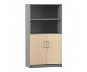 Flexeo® Kombi Schrank unten Drehtüren oben 2 Fächer = 4 Ordnerhöhen 2