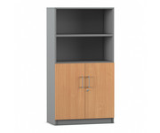 Flexeo® Kombi Schrank unten Drehtüren oben 2 Fächer = 4 Ordnerhöhen 2