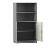 Flexeo® Kombi Schrank unten Drehtüren oben 2 Fächer = 4 Ordnerhöhen 1