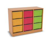 Flexeo® Regal 3 Reihen 9 große Boxen Mittelwand 1