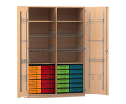 Flexeo® Sportschrank Gerätehaken 4 Gitterkörbe 24 kleine Boxen 1