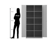 Flexeo® Schrank 10 Fächer 2 verglaste Drehtüren Mittelwand Breite 94 4 cm 2