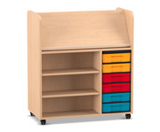 Flexeo® Bücherwagen fahrbar beidseitig 6 kleine Boxen 1