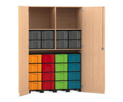 Flexeo® Garagenschrank 2 Fächer 4 Rollcontainer 24 große Boxen 1