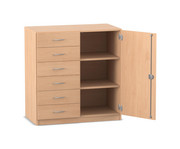 Flexeo® Schrank 6 kleine Schubladen 3 Fächer rechts 1 Tür Breite 94 4 cm 1