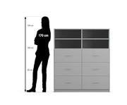 Flexeo® Schrank 6 große Schubladen 4 Fächer Mittelwand Breite 126 4 cm 2