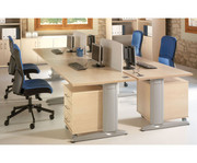 L Fuß Schreibtisch Höhe 72 82 cm verstellbar Platte 140 x 80 cm 2