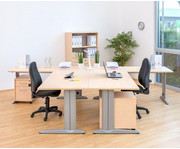 L Fuß Schreibtisch Höhe 72 82 cm verstellbar Platte 140 x 80 cm 3