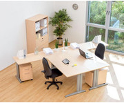 L Fuß Schreibtisch Höhe 72 82 cm verstellbar Platte 140 x 80 cm 7