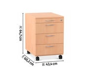 Flexeo® Schreibtisch Container mit 4 Schubladen 3