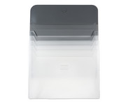 Schubtaschen Mappe DIN A4 plus quer mit 4 Fächern grau transparent 1