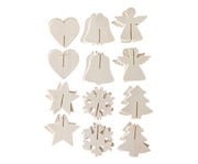 3D Holz Weihnachtsanhänger 24 Stück 3