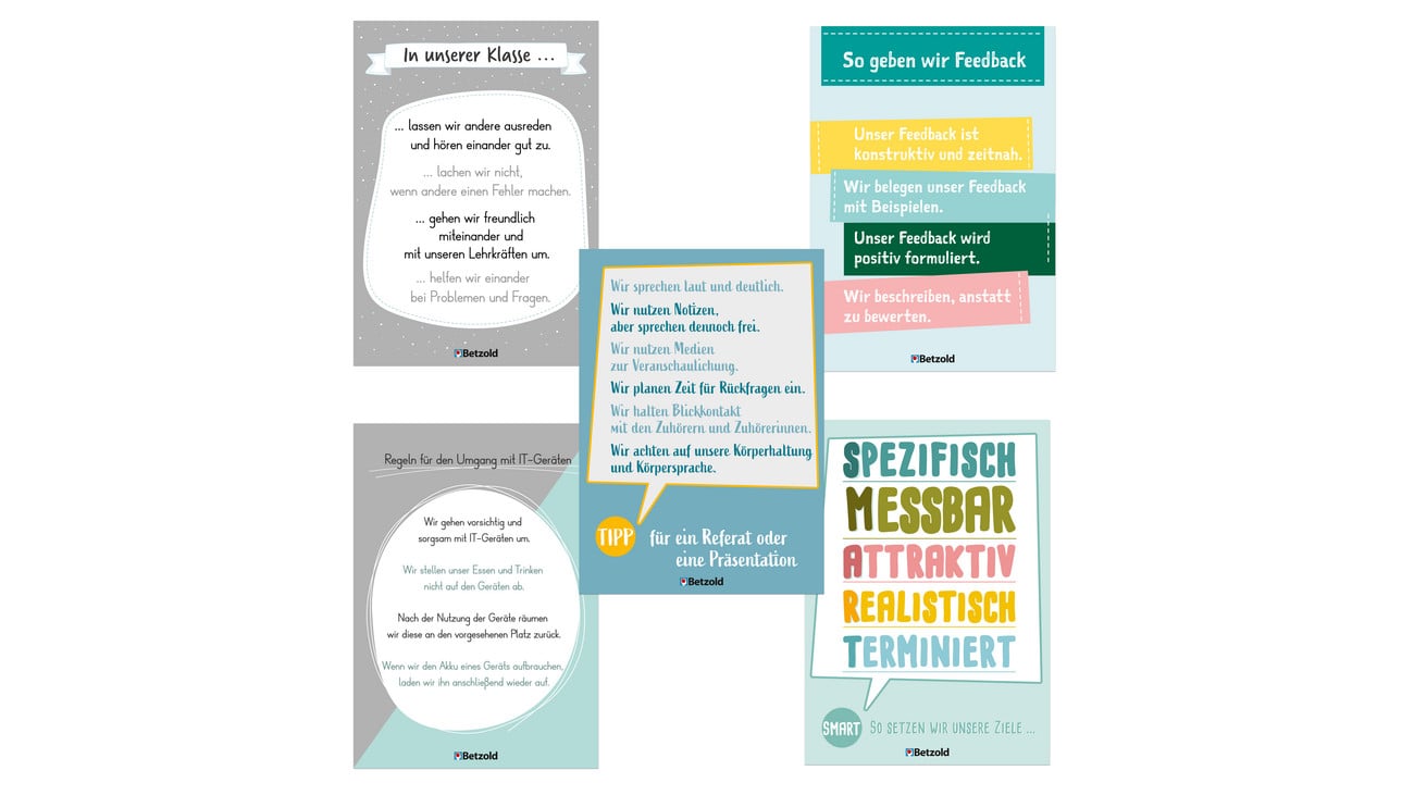 Betzold Klassenregeln Poster, 5-teilig, Ausführung: für Sekundarstufe