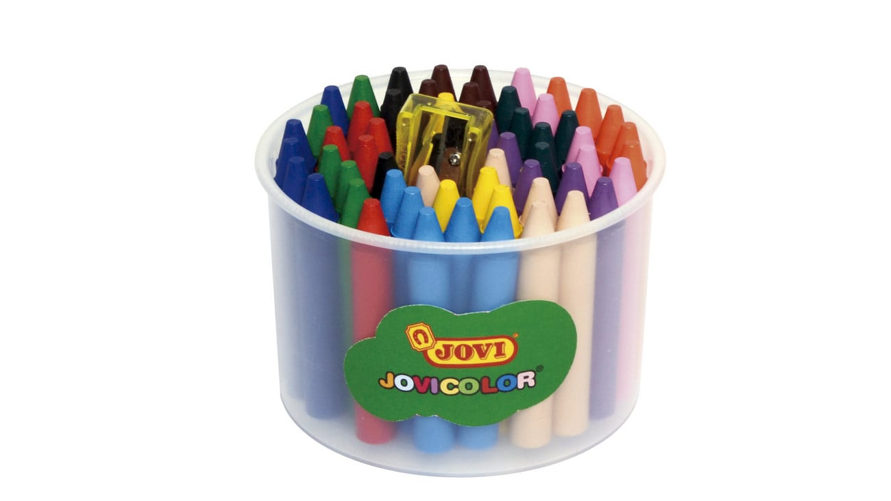 JOVI Wachsmalstifte, inkl. Anspitzer, 60 Stück, Farbe: Grundfarben