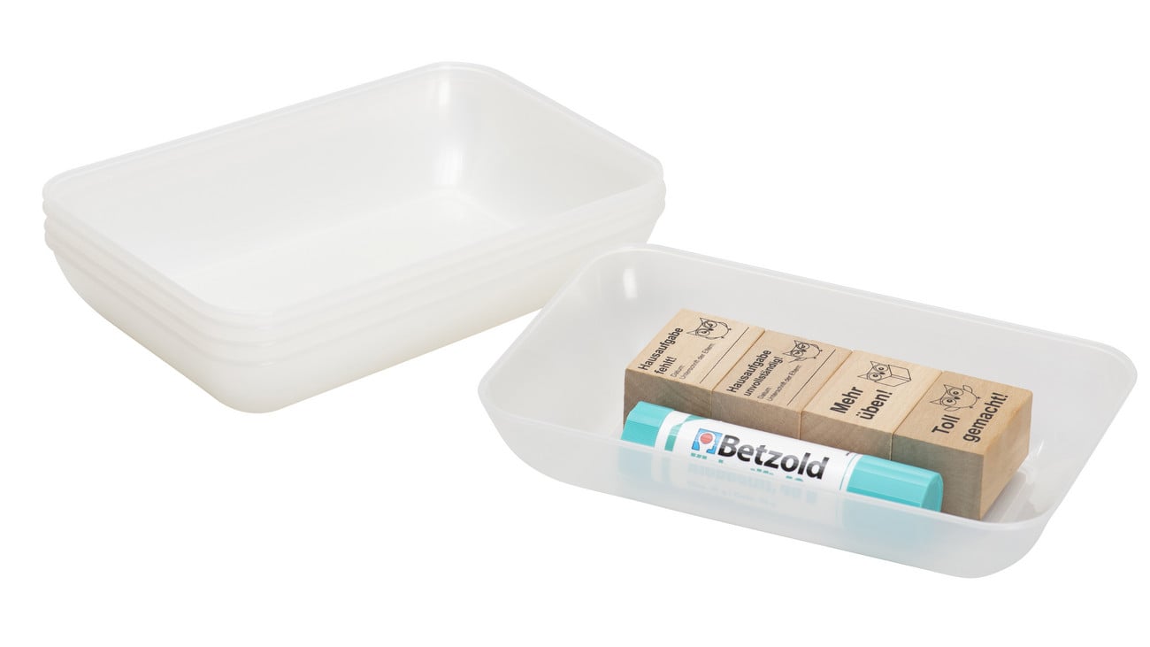 Betzold Materialschalen aus biobasiertem treeNside-Material, 5 Stück, Farbe: transparent weiß, Größe: groß