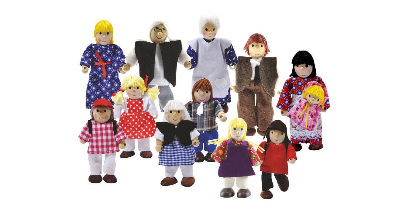 original Winzling Biegepuppen „Großfamilie“, 12-teilig