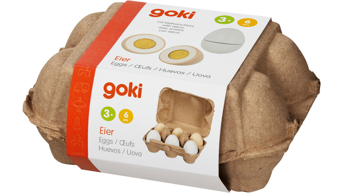 goki Eier in Eierschachtel, 6 Stück