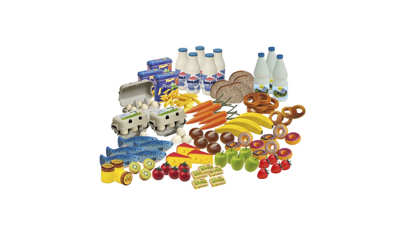 Erzi Kaufladen-Lebensmittel, 74-teilig