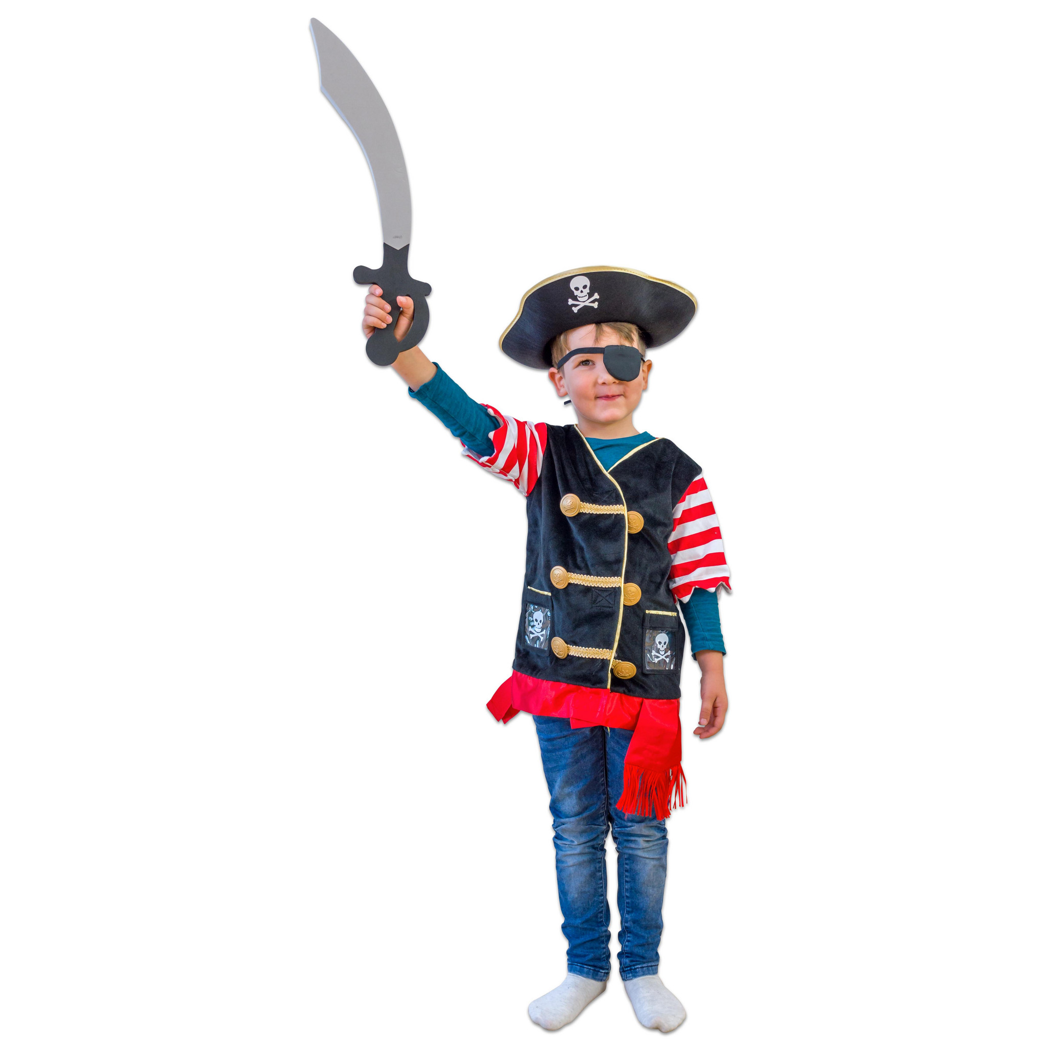 Kinder Piratenkostüm Pedro – 4-teiliges Set Für 4-6 Jahre, Größe 104/116