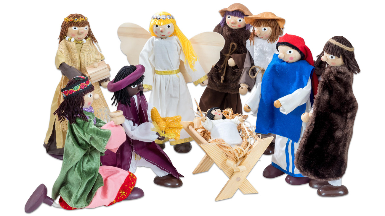 Kinderkrippe Krippenfiguren Set Weihnachtskrippe Winzling Biegepuppen 
