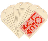 Holzanhänger "Tags" zum Sticken, 6 Stück