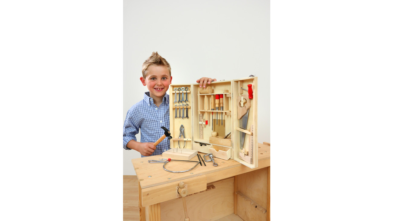Ab 8 Jahre Kinder Holz Werkzeugschrank inkl Werkzeug Laubsäge Schrank Koffer 