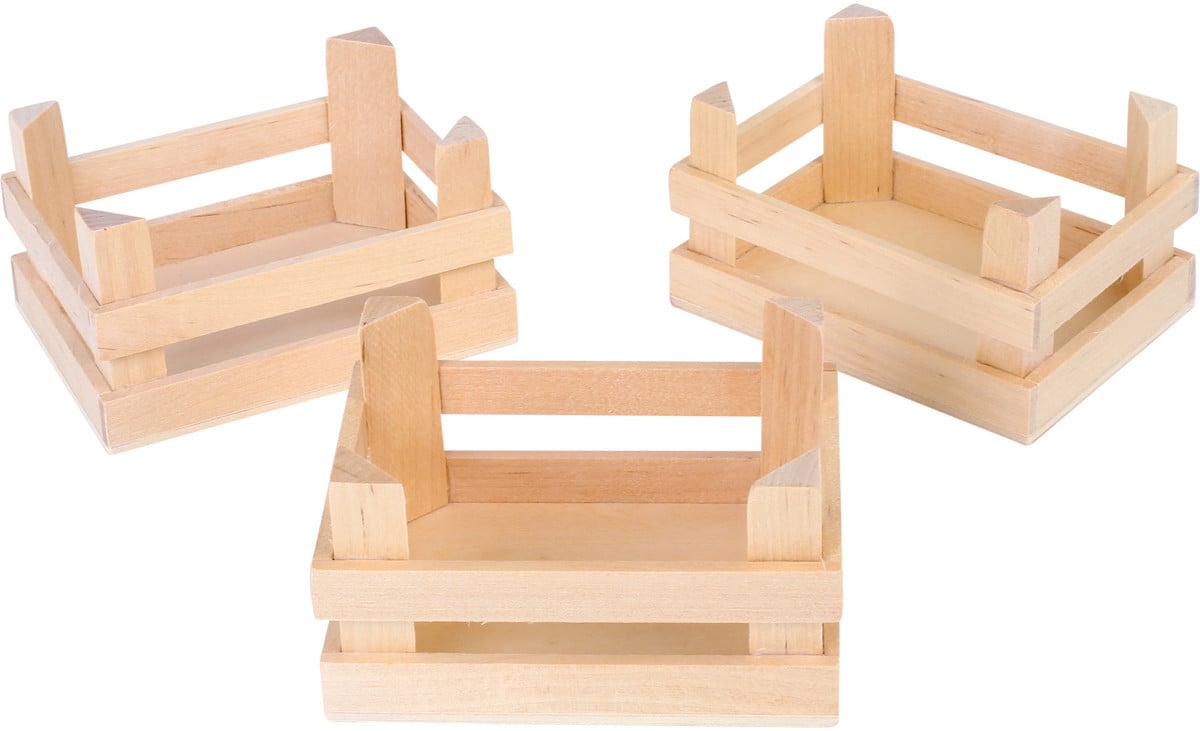 Obstkisten aus Holz, 3er-Set