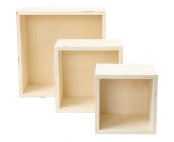 Holzbox Quadrat 3er Set