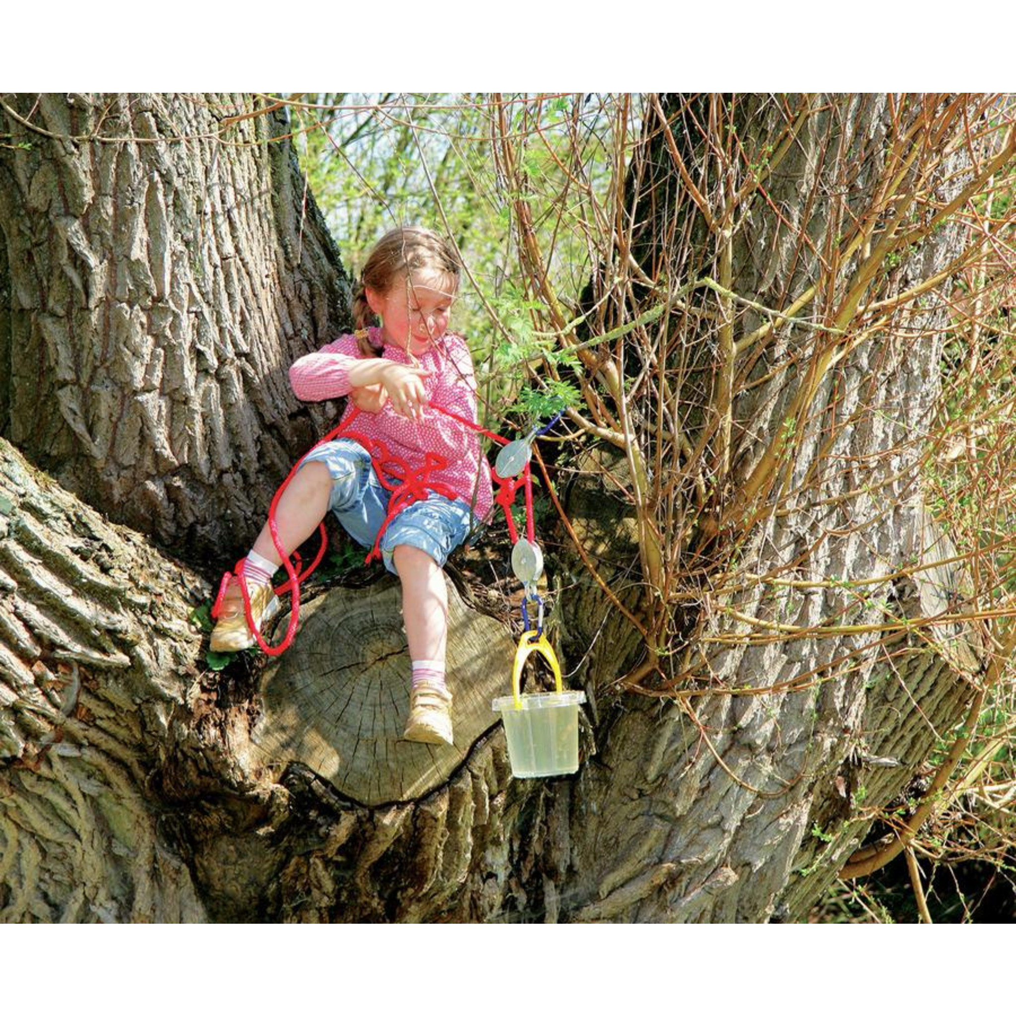 Eduplay Flaschenzug-Set Für Baumhaus & Abenteuer – Bunt, Belastbar Bis 15 Kg, Inkl. Seil & Karabiner