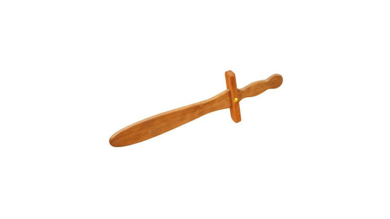 Premium Kinder Holzschwert mit Kunstleder Griff 61cm Holz Schwert Echtholz 
