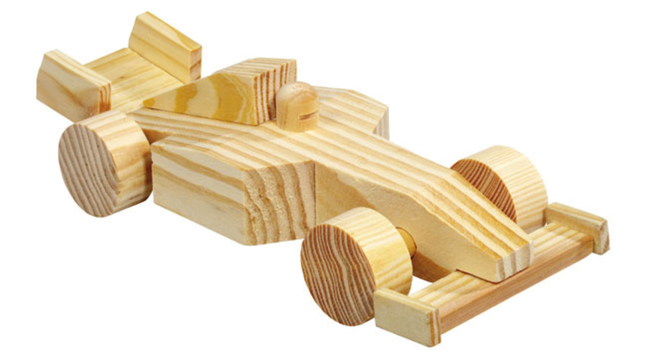 Rennauto Bastelset mit 16 Bauteilen Gestalten Holz Holzbausatz kreativ Kinder 