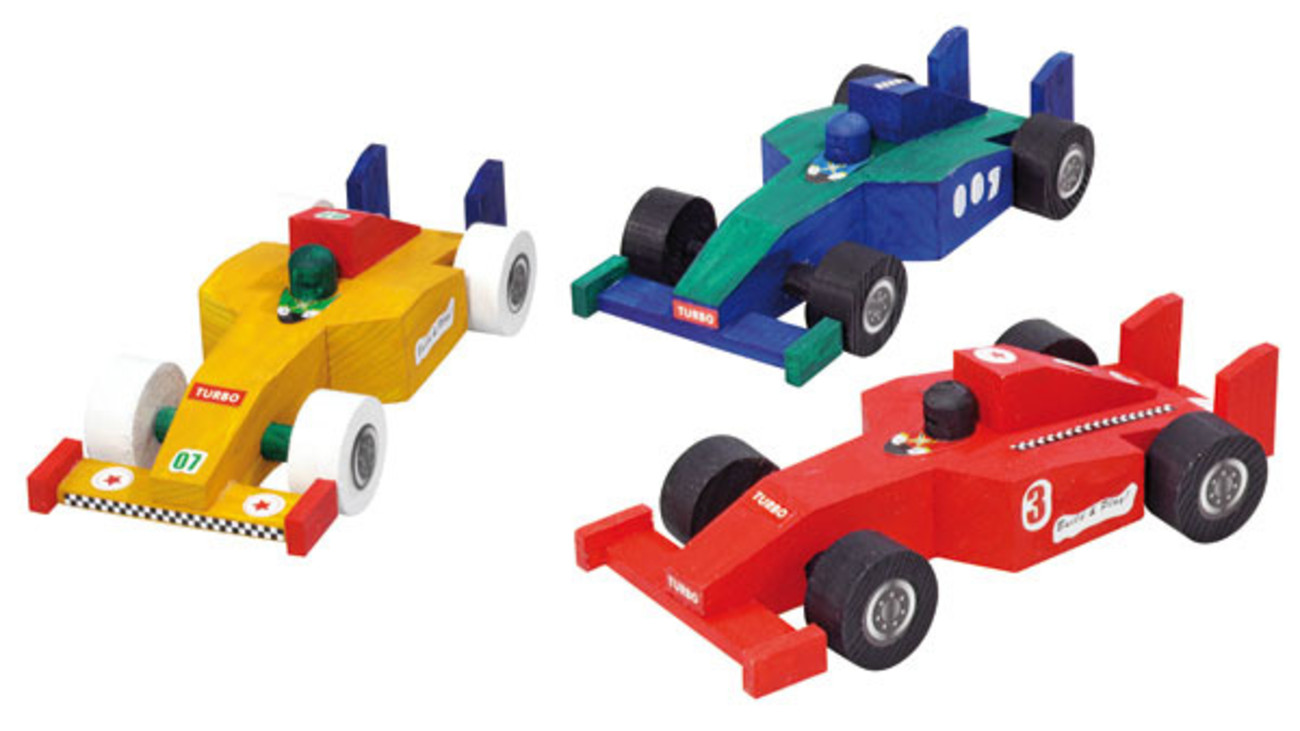 Display Rennwagen Bunter Flitzer aus Holz Formel 1 Autos für Kinder 8 Stück 