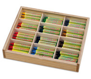 132 Wachsmalstifte im Holzaufsteller