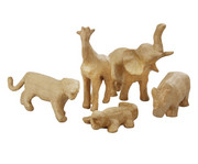 Pappmaché Tierset mit 5 Tierfiguren 1