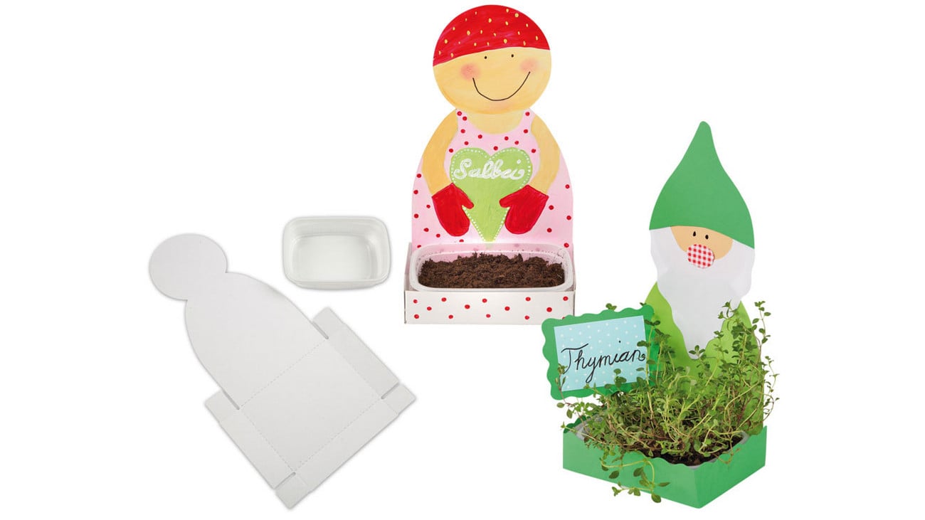 creativ company Kartonfiguren mit Aussaatbehälter, Setgröße: 6 Stück