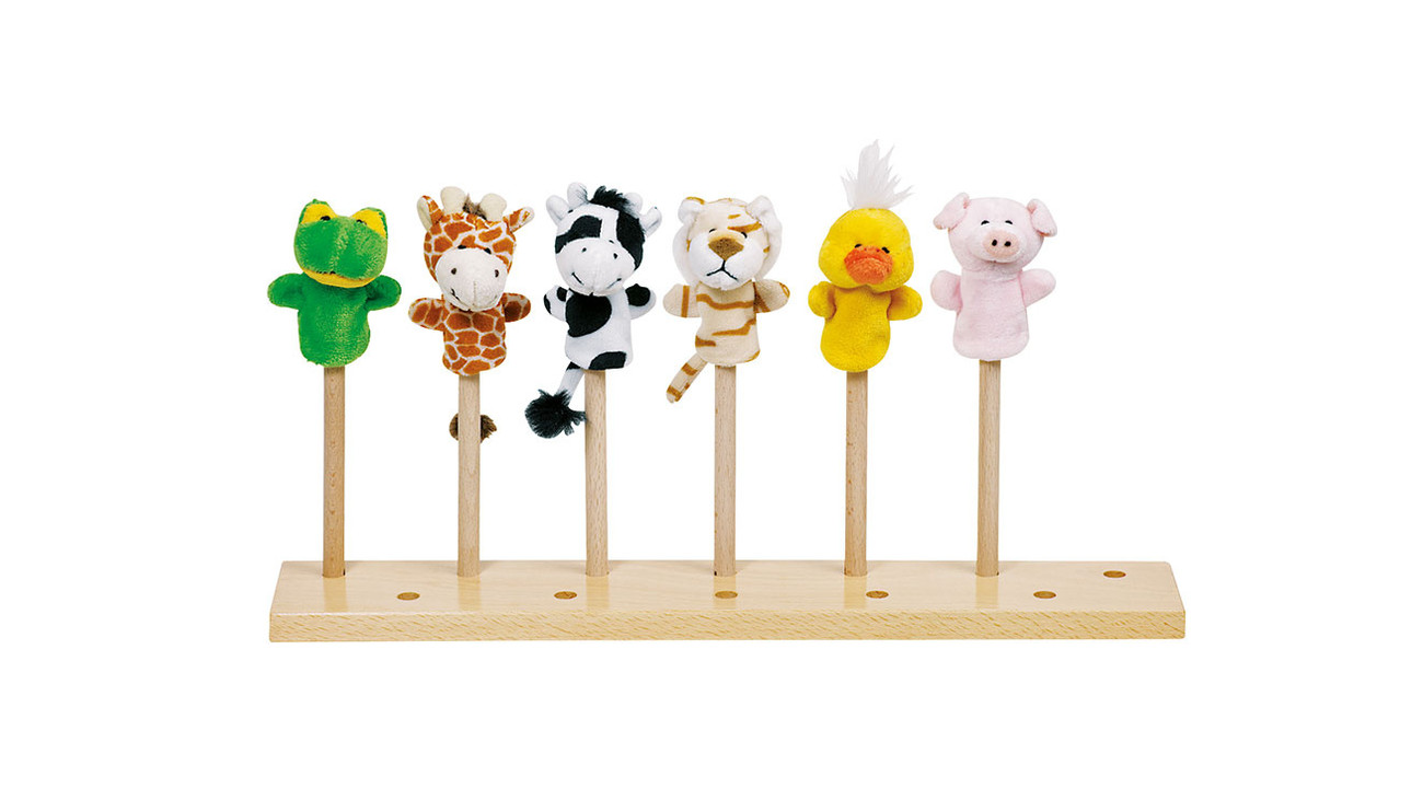 Fingerpuppen 5 Stück handgestrickt Kinder Spielzeug verschiedene Tiere bunt  Neu 